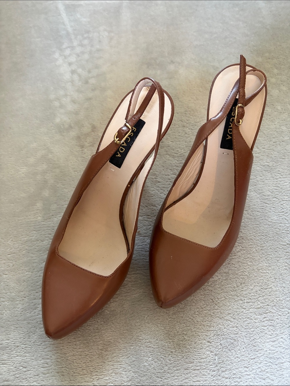 ESCADA Women's Brown Pointed Slingback Heels